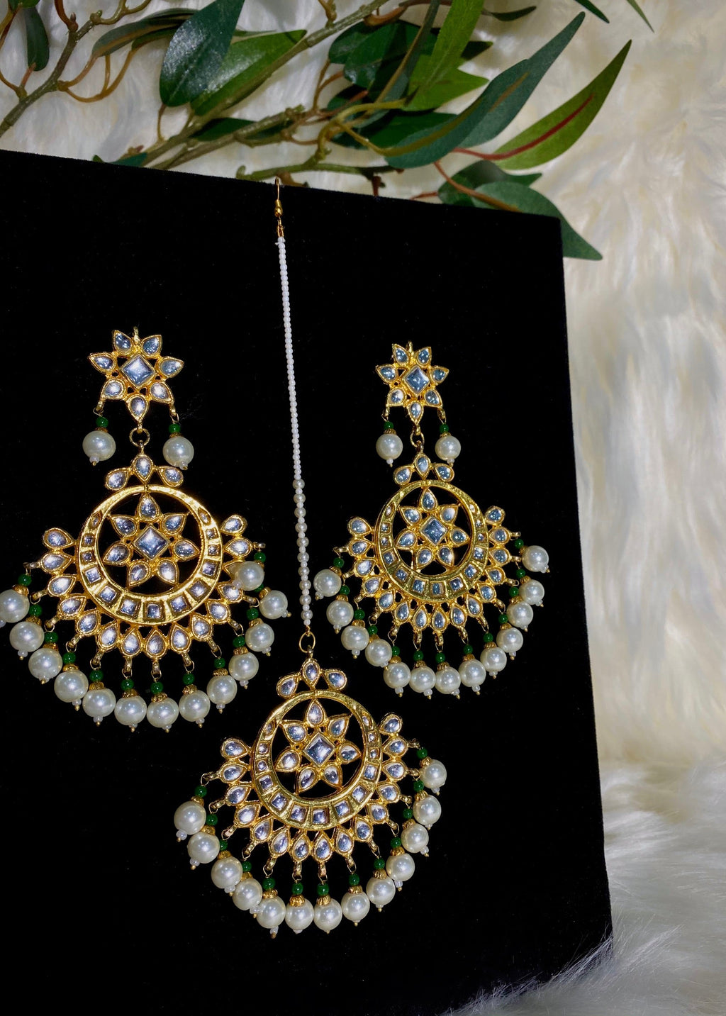 Nina Kundan Set White