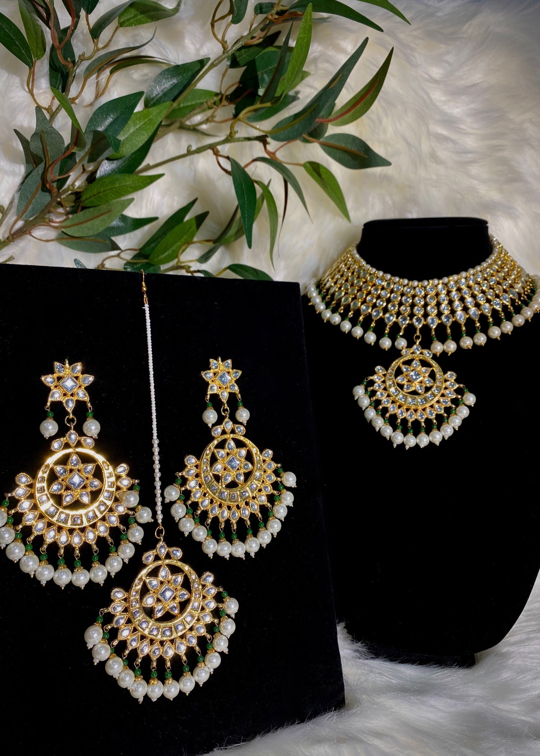 Nina Kundan Set White