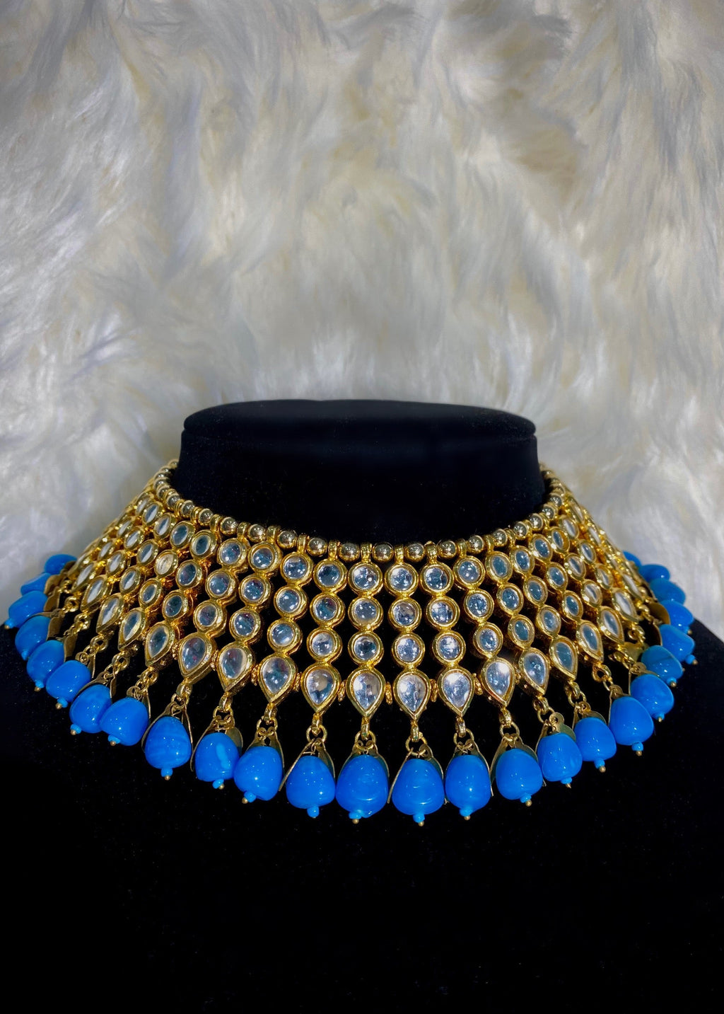 Nina Kundan Set Blue