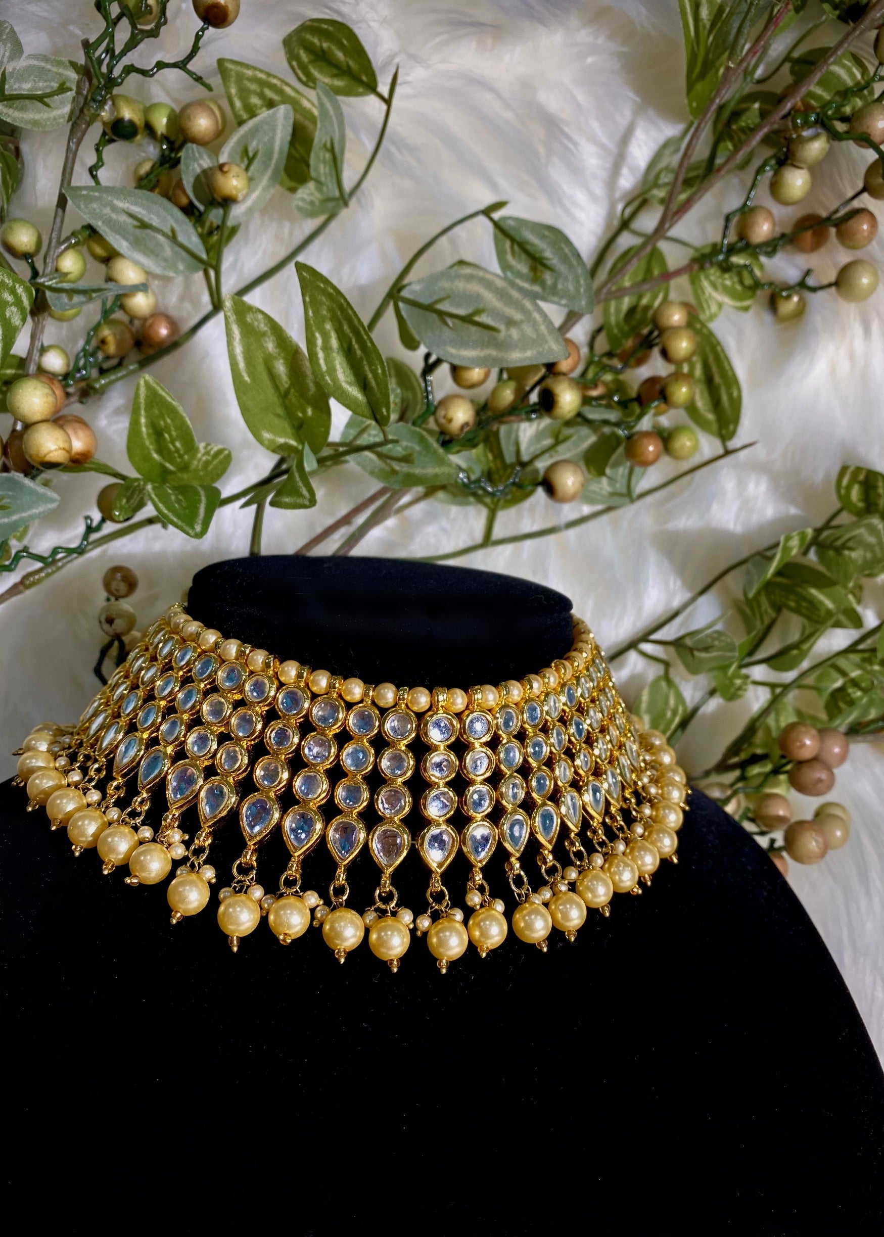 Nina Kundan Set White