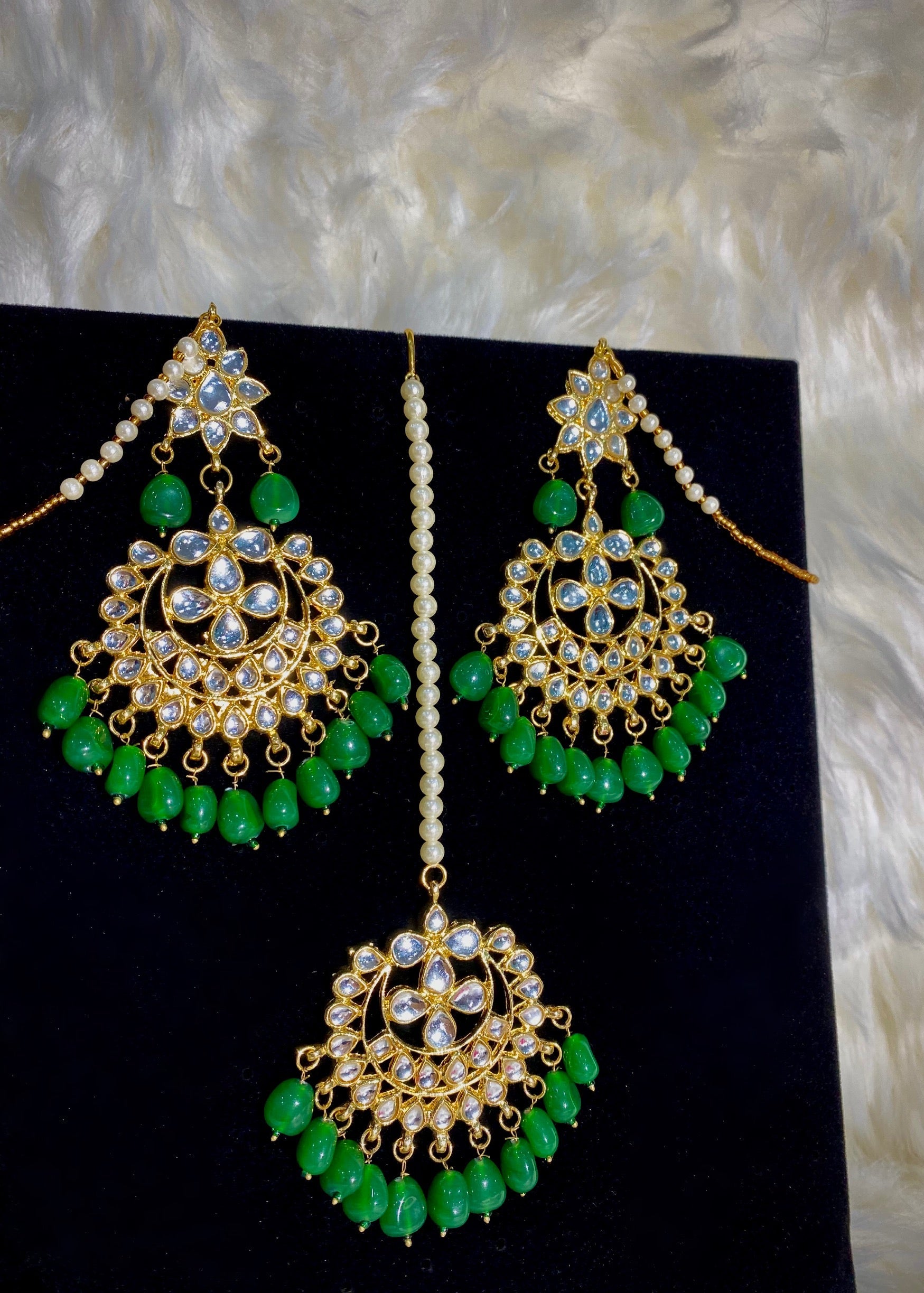Nina Kundan Set Green