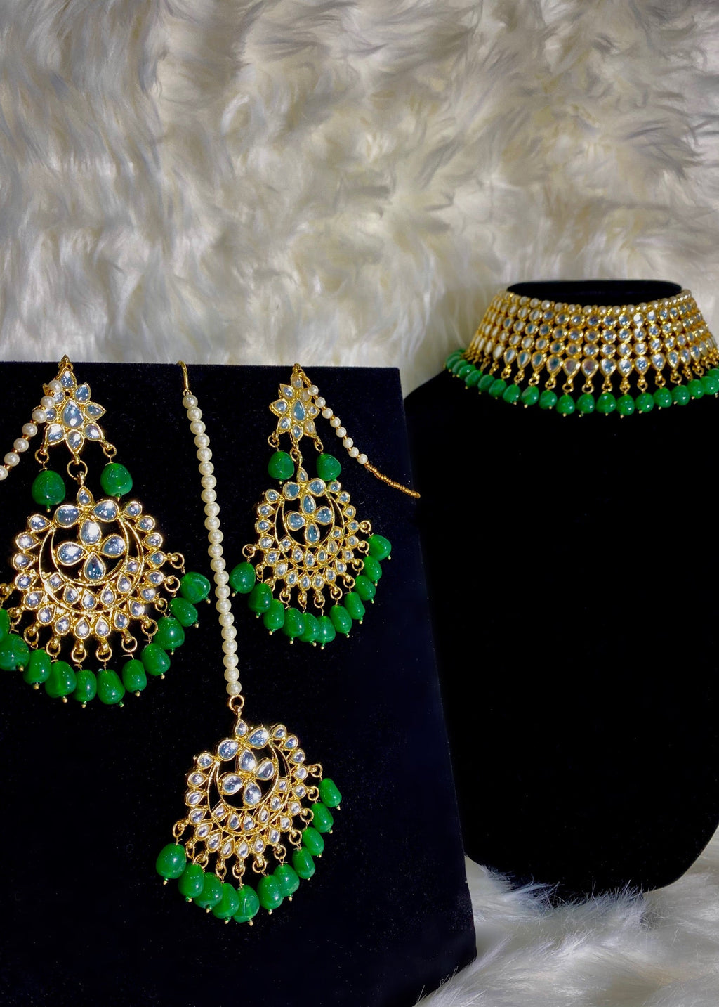 Nina Kundan Set Green