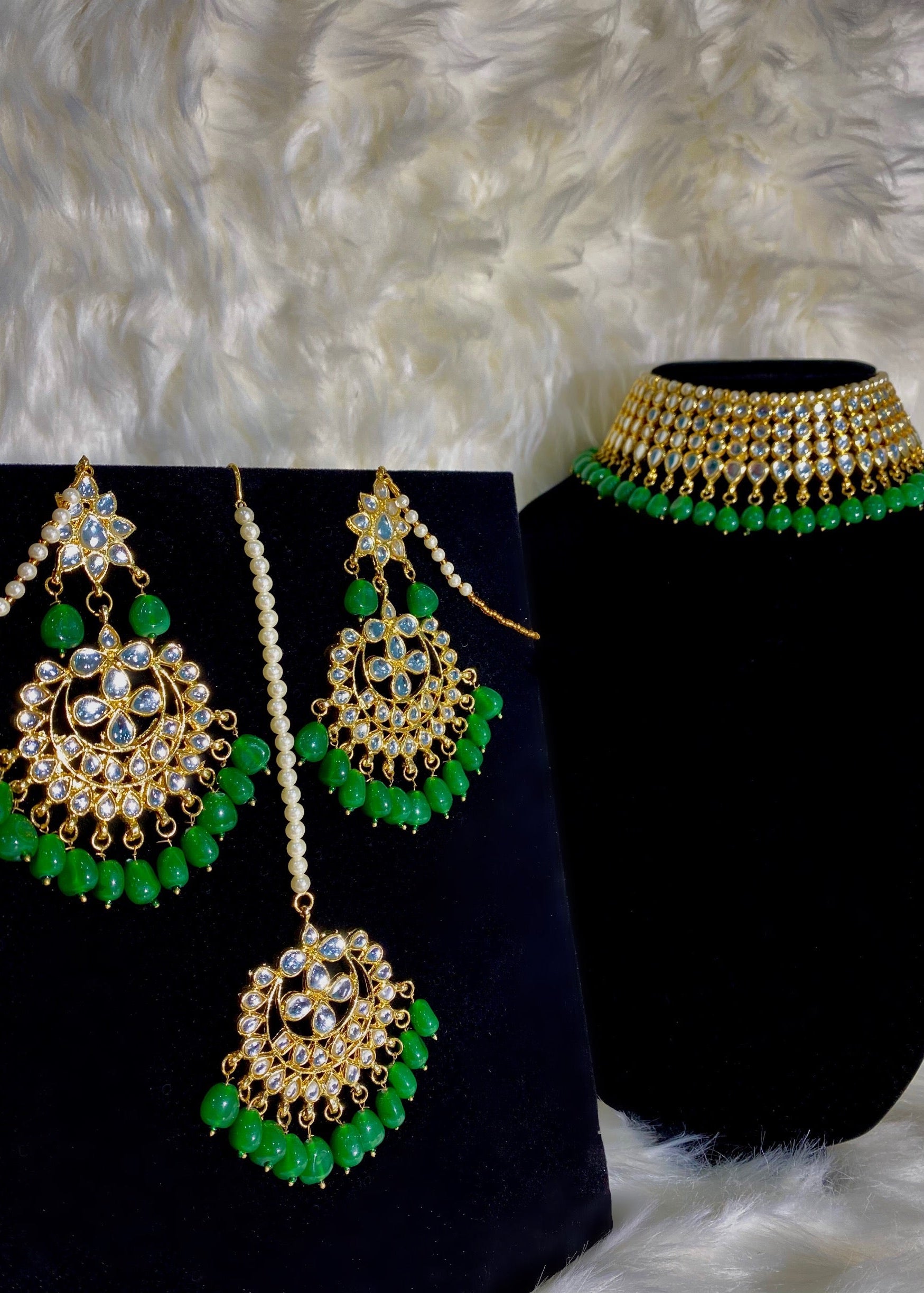 Nina Kundan Set Green