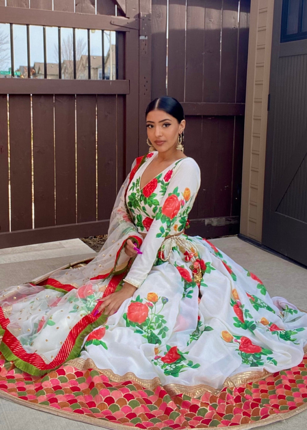 Gulab Lehenga White