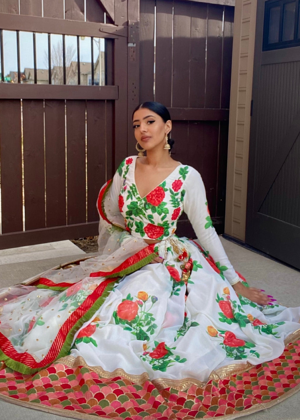 Gulab Lehenga White