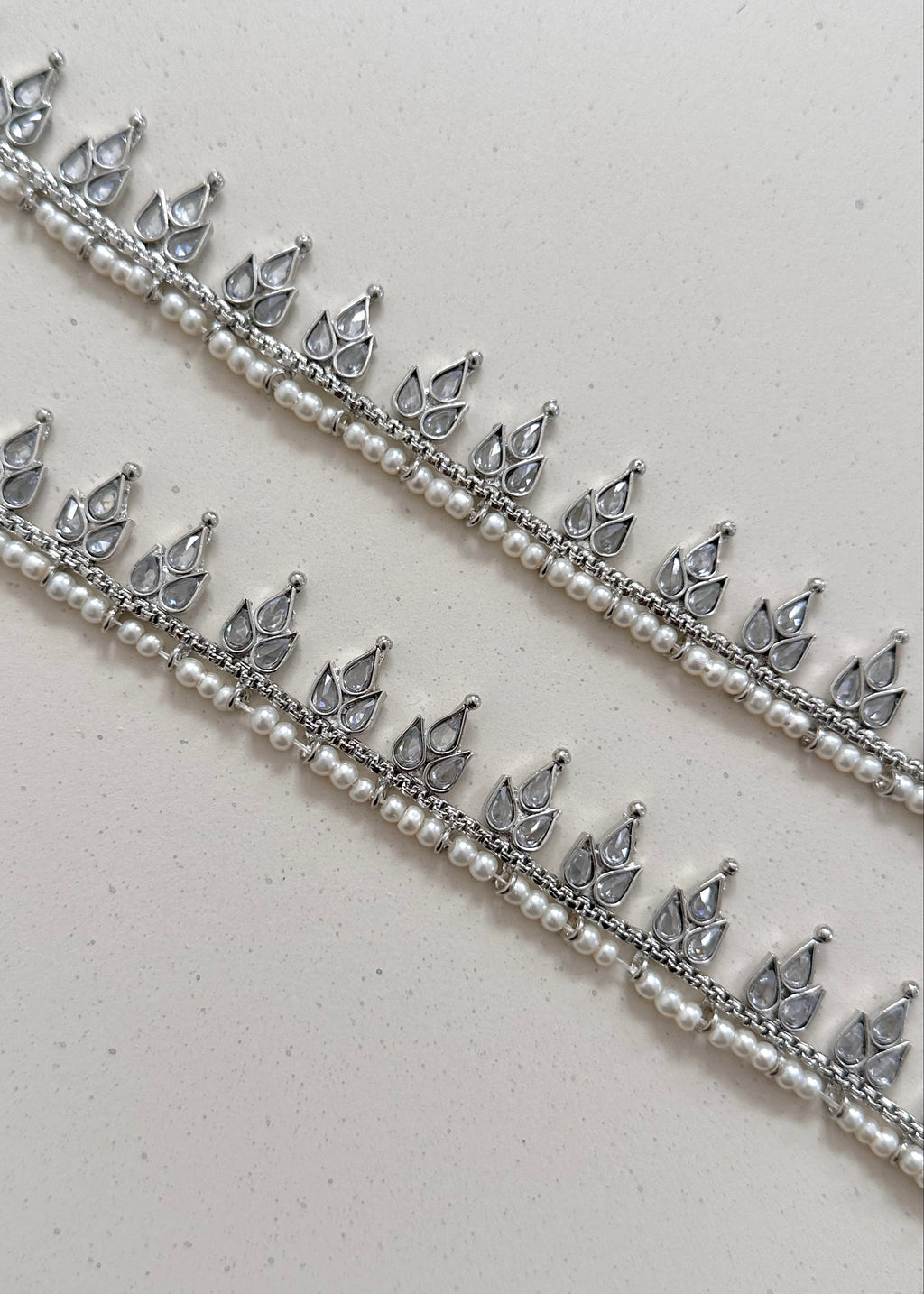 Lotus Jhanjar Silver Pearl