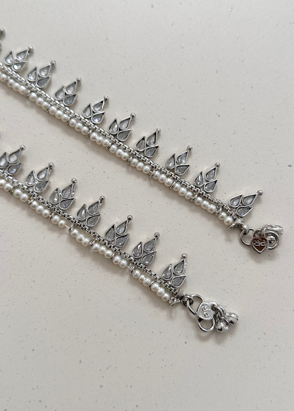 Lotus Jhanjar Silver Pearl
