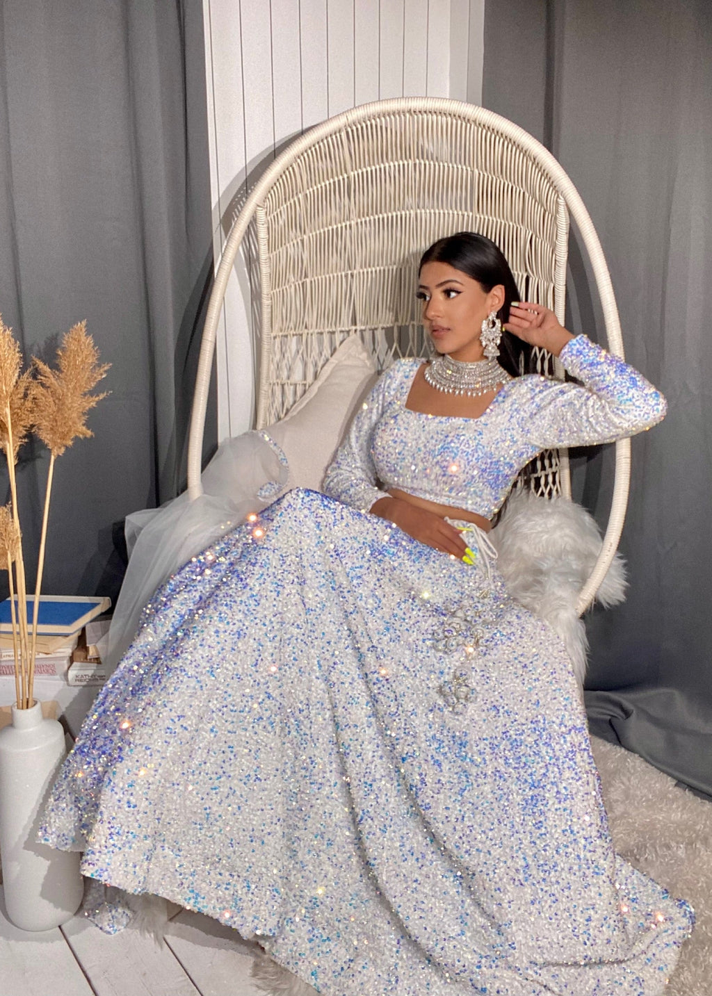 Bhano Lehenga White