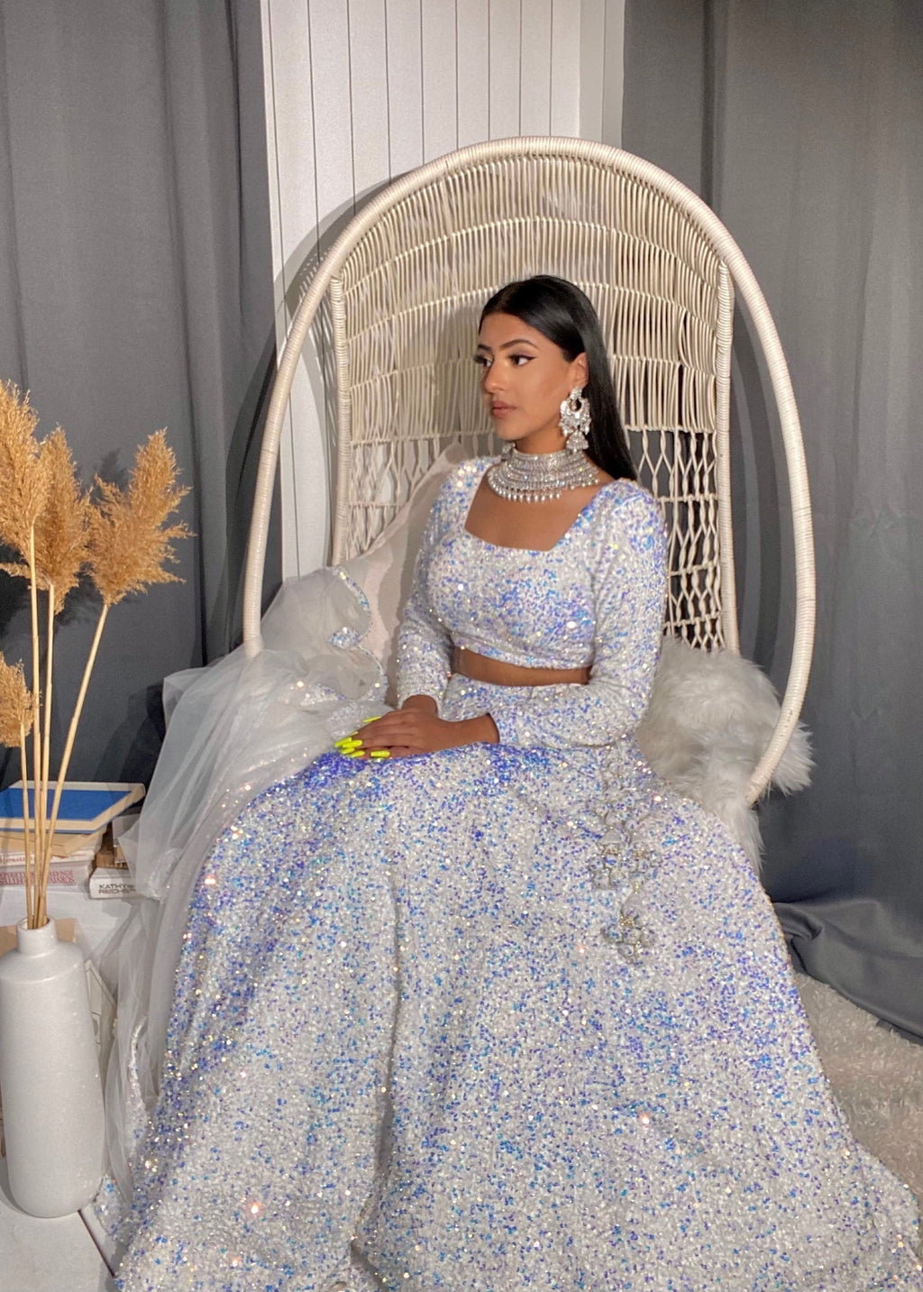 Bhano Lehenga White