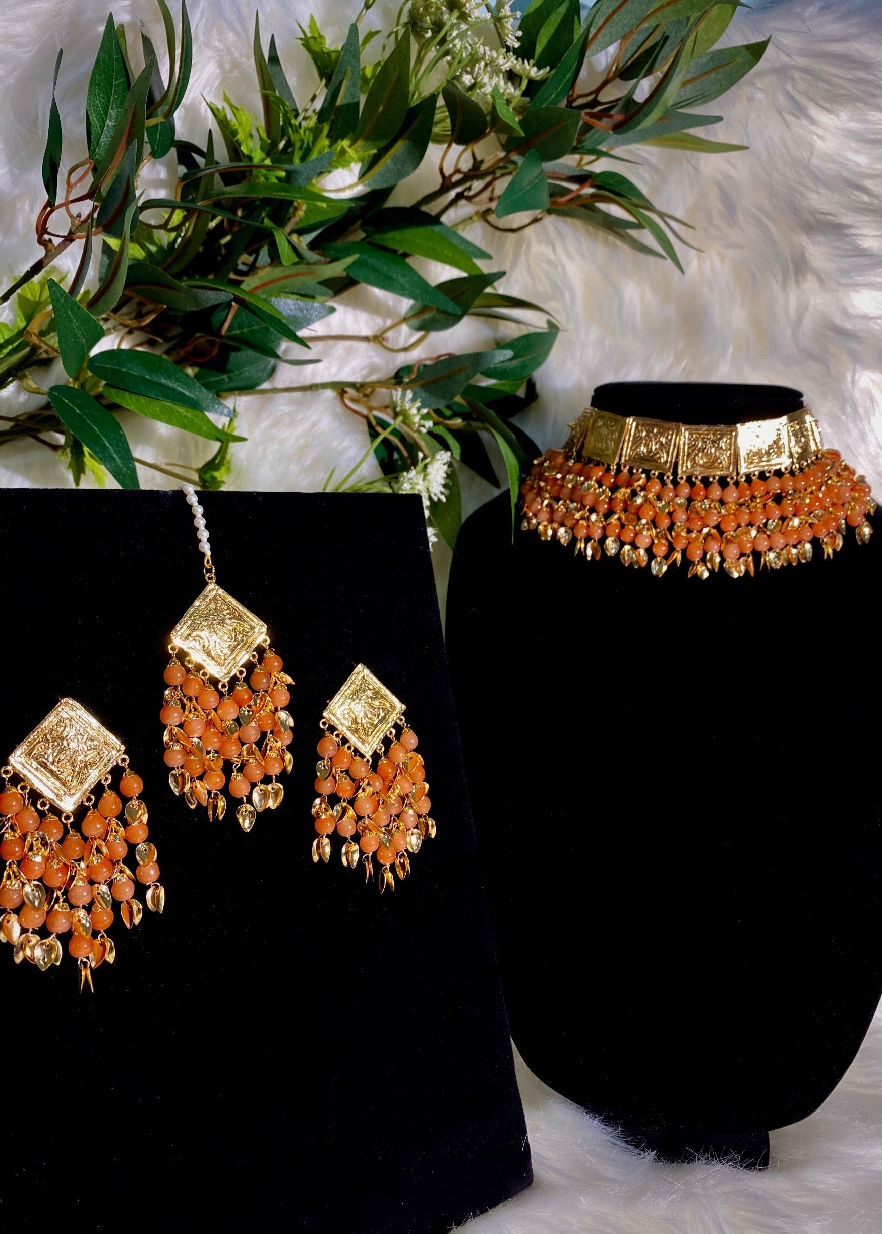 Maya Pittal Patti Set Orange