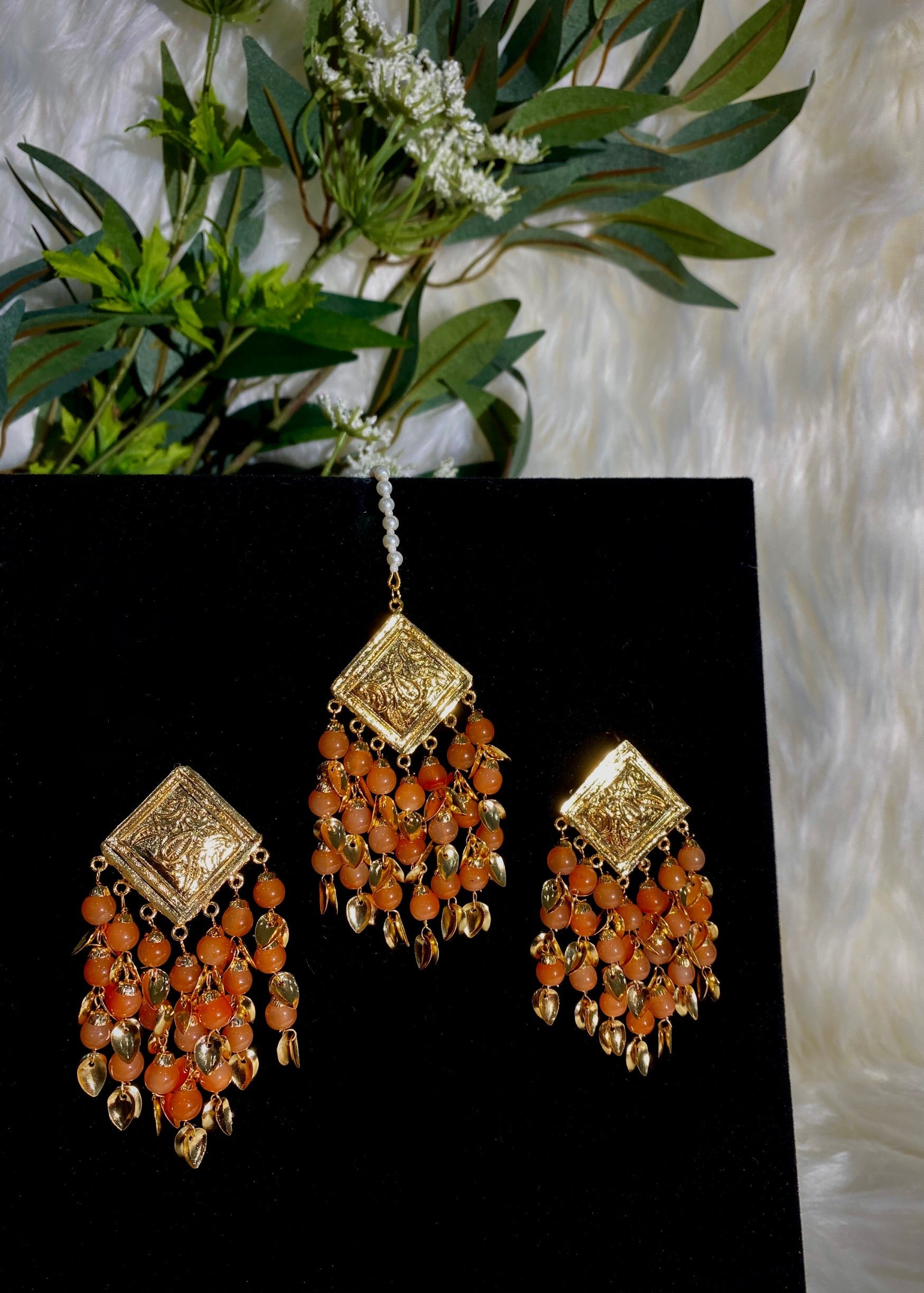 Maya Pittal Patti Set Orange