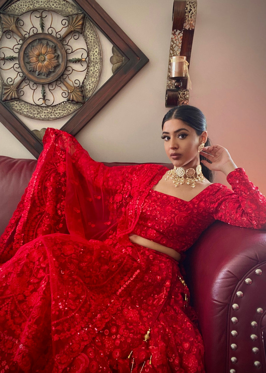 Ruby Lehenga Red