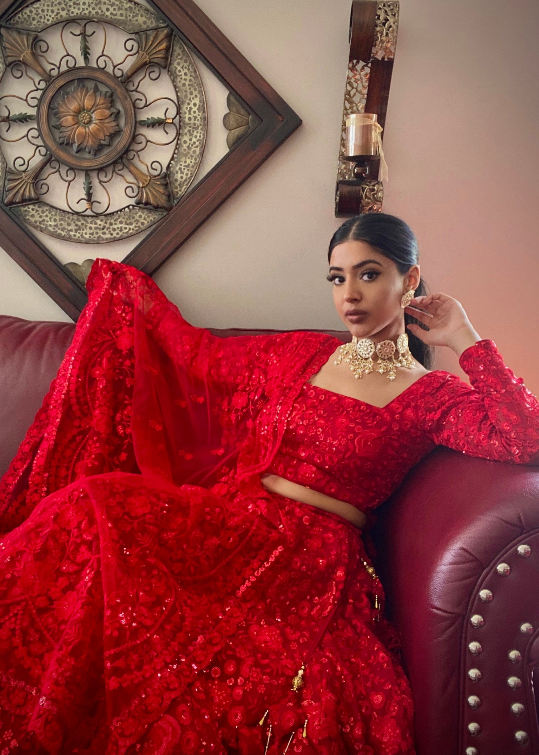 Ruby Lehenga Red