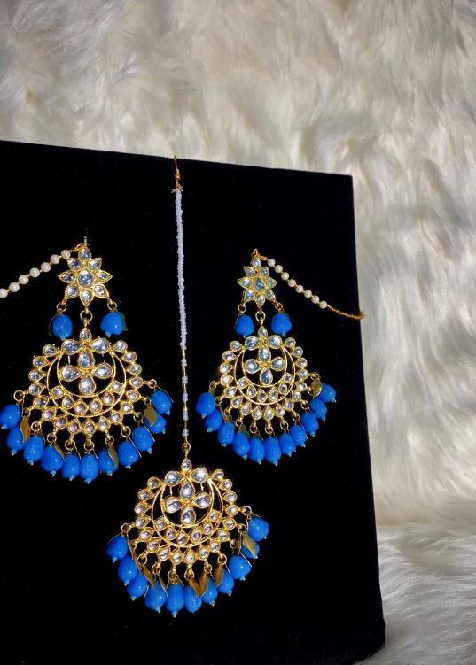 Nina Kundan Set Blue